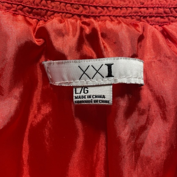 Forever 21 XXI Red Lace Detail Mini Skirt Elastic Waist Size Large Boho Flowy - Picture 8 of 8